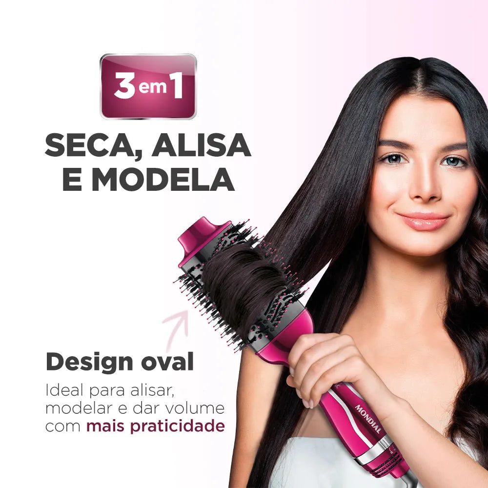 Escova Secadora Mondial Chrome Pink 1200W ES-04