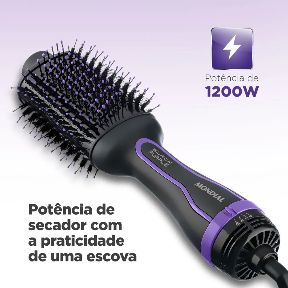 Escova Secadora Mondial Preto e Roxo 1200W ES-08