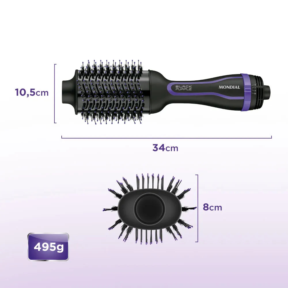 Escova Secadora Mondial Preto e Roxo 1200W ES-08