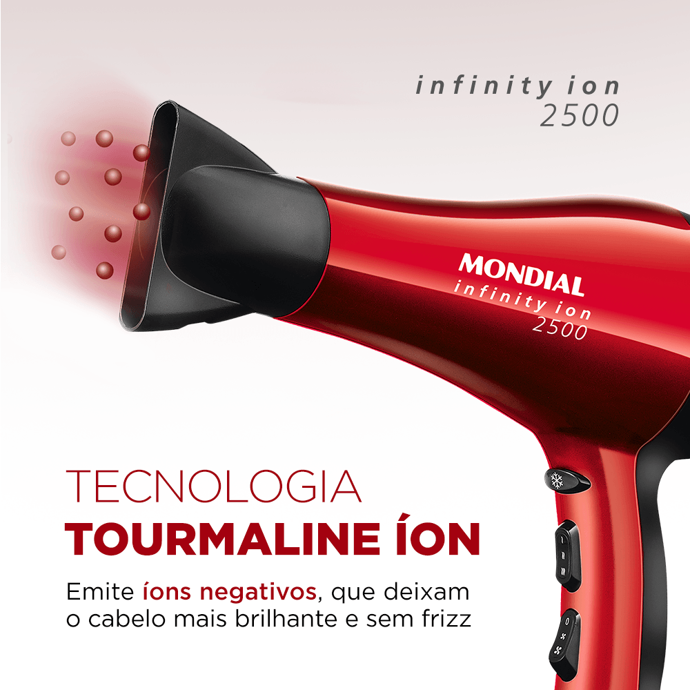 Secador Infinity 2500 Mondial Vermelho e Preto 1900W SC-12