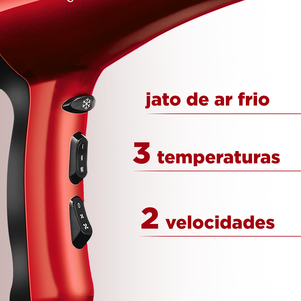 Secador Infinity 2500 Mondial Vermelho e Preto 1900W SC-12