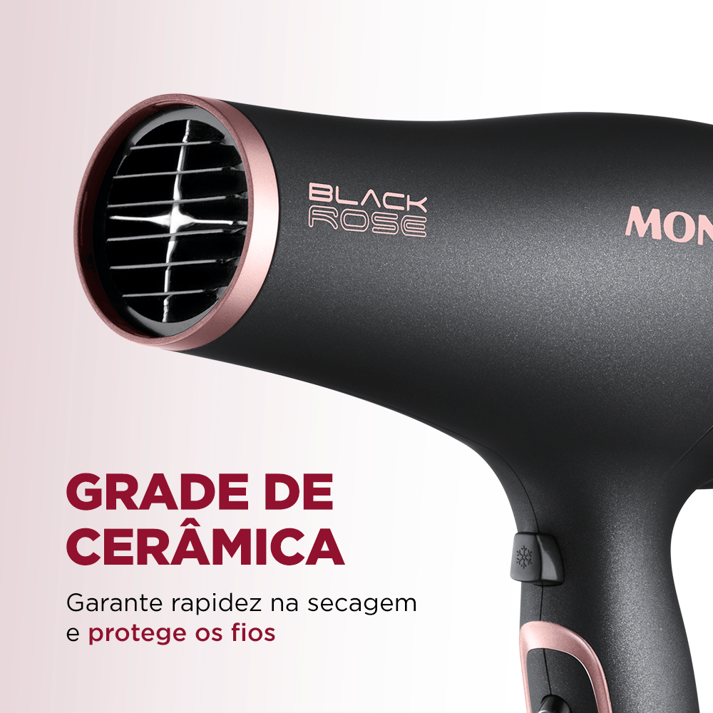 Secador de Cabelos Mondial Preto e Golden Rose 2000W SC-37