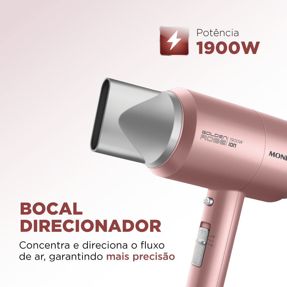 Secador de Cabelos Compact Turbo Mondial Golden Rose 1900W SC-38-GR