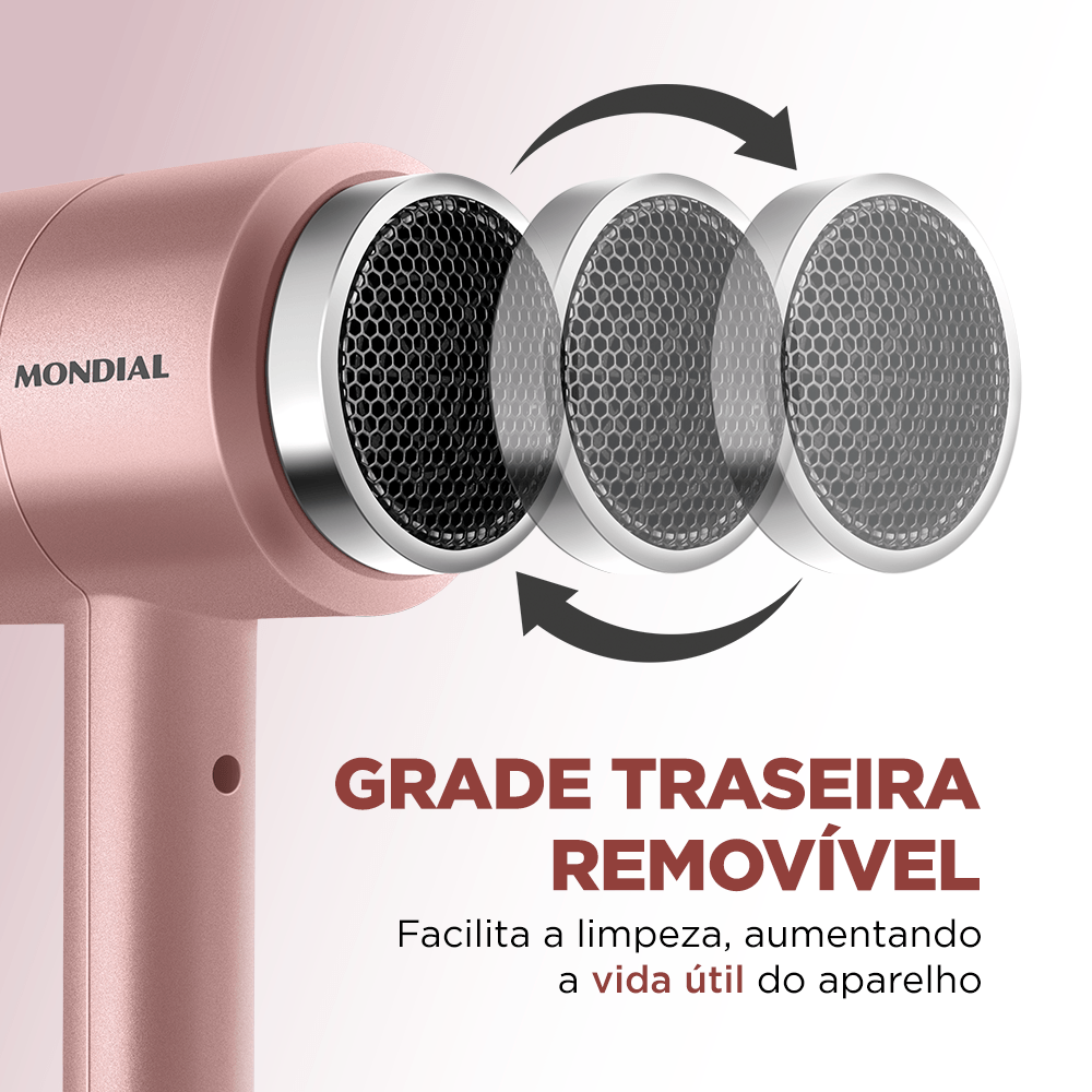 Secador de Cabelos Compact Turbo Mondial Golden Rose 1900W SC-38-GR