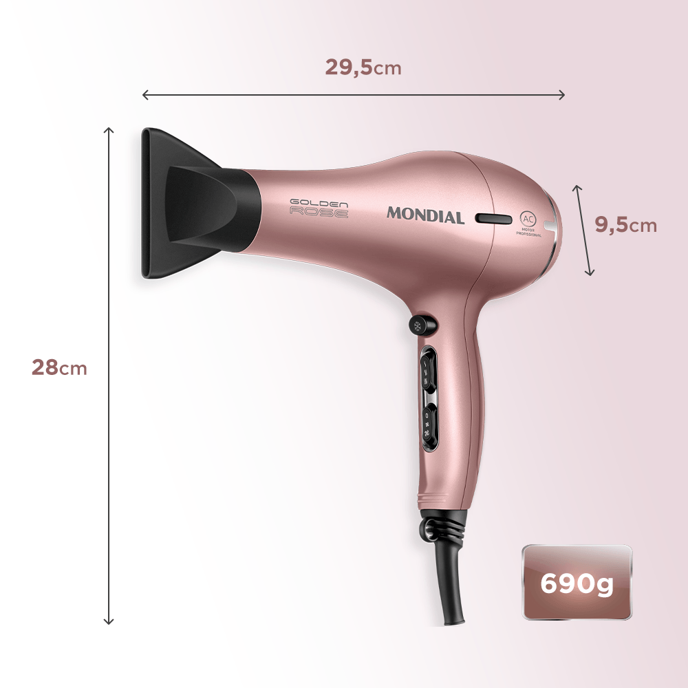 Secador de Cabelos Profissional Mondial Golden Rose 2000W SCP-01