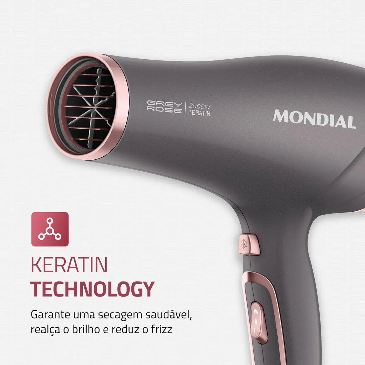 Secador de Cabelos Mondial Grafite e Rose 2000W SCN-11