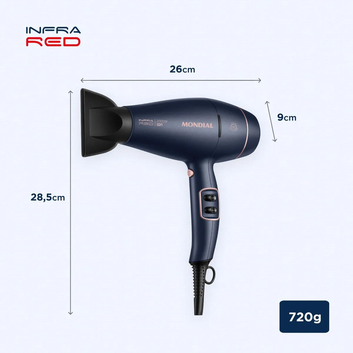 Secador de Cabelos InfraRed Mondial Azul e Golden Rose0W SCP-01-IR