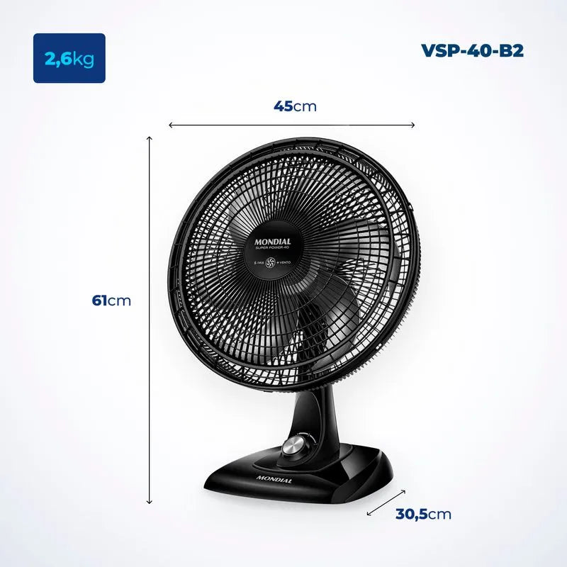 Ventilador de Mesa Mondial 6 pás VSP-40-B2