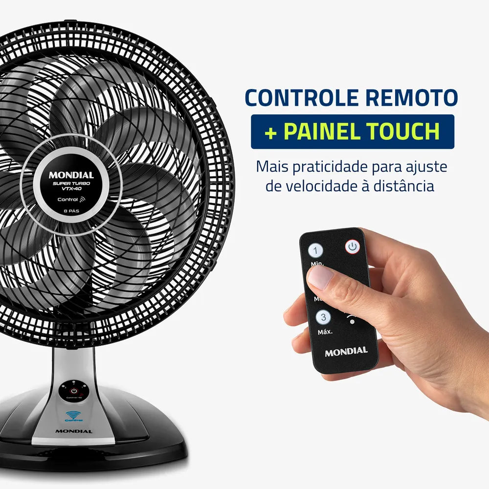 Ventilador de Mesa Mondial Turbo 8 Pás 40 cm VTX-40-8P-CR