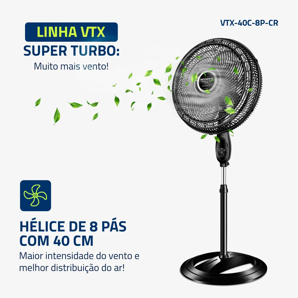 Ventilador de Coluna Turbo Mondial 40CM VTX-40C-8P-CR