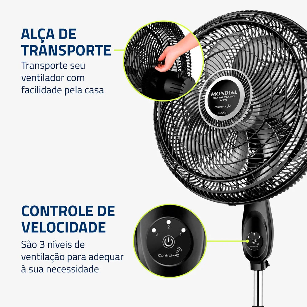 Ventilador de Coluna Turbo Mondial 40CM VTX-40C-8P-CR