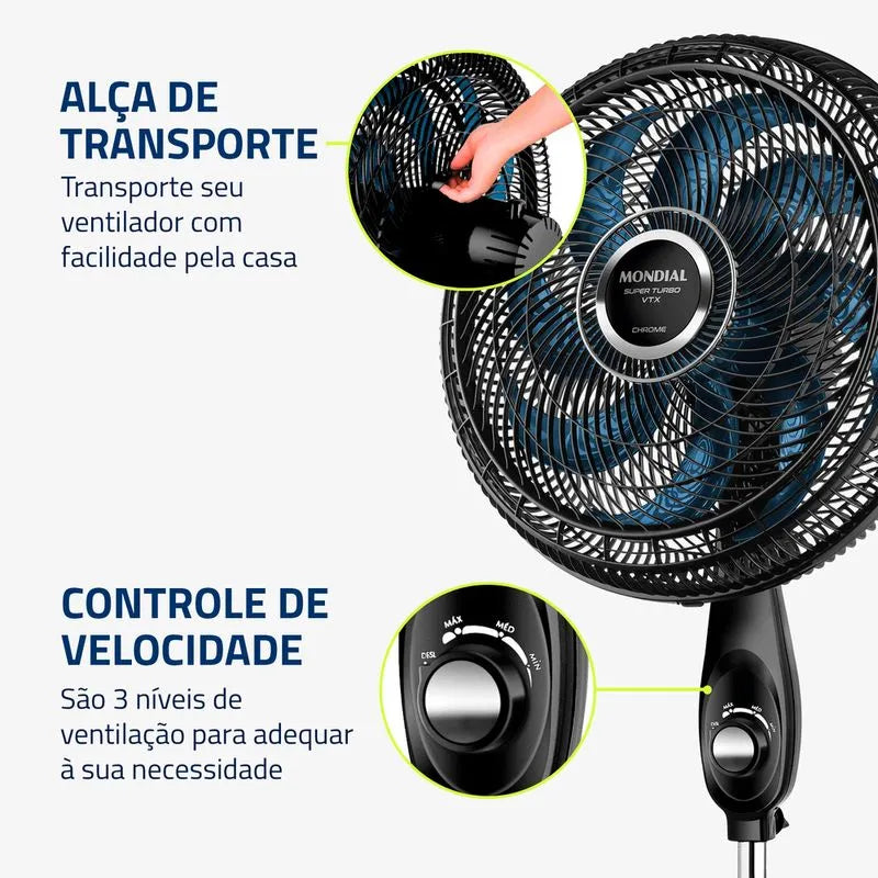 Ventilador de Coluna Mondial Turbo 8 Pás VTX-40C-CHROME