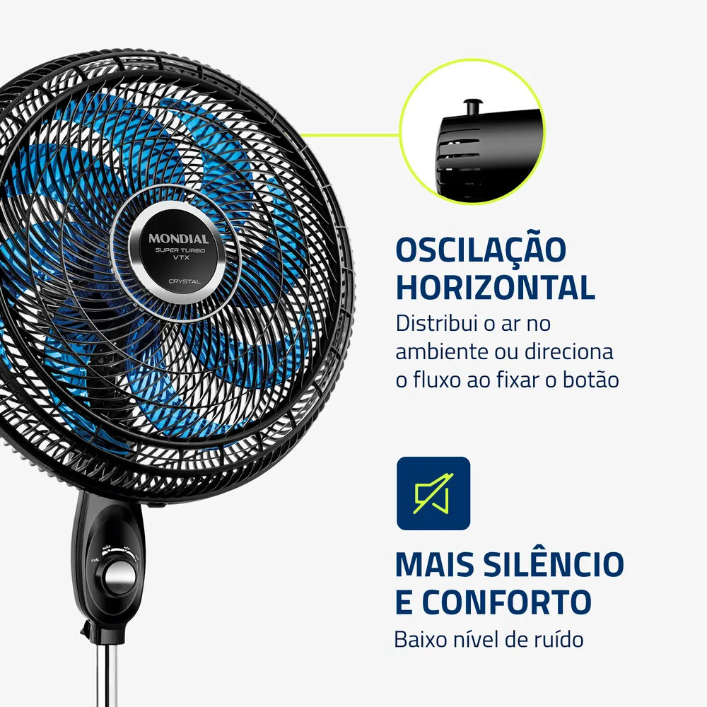Ventilador de Coluna Super Turbo 8 Pás Mondial - VTX-40C-CRYSTAL