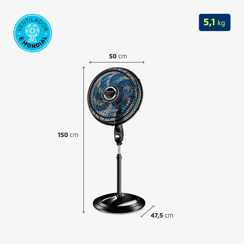 Ventilador de Coluna Super Turbo 8 Pás Mondial - VTX-40C-CRYSTAL