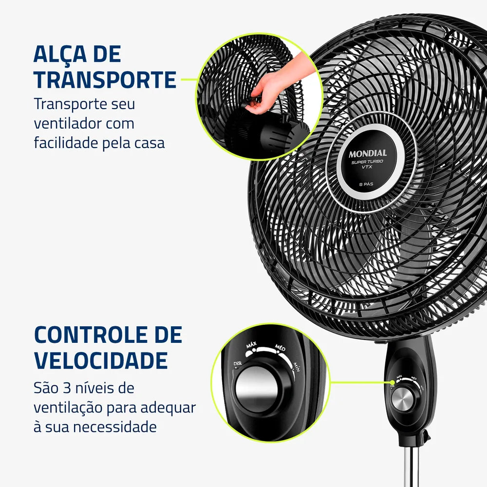 Ventilador de Coluna Turbo Mondial 8 Pás VTX-50C-8P