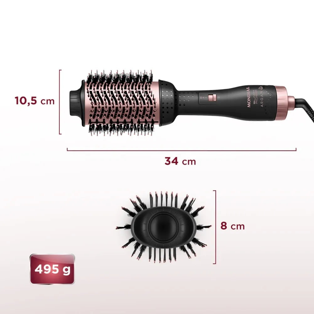 Escova Secadora Argan Mondial Preto e Golden Rose 1200W ES-14-BI