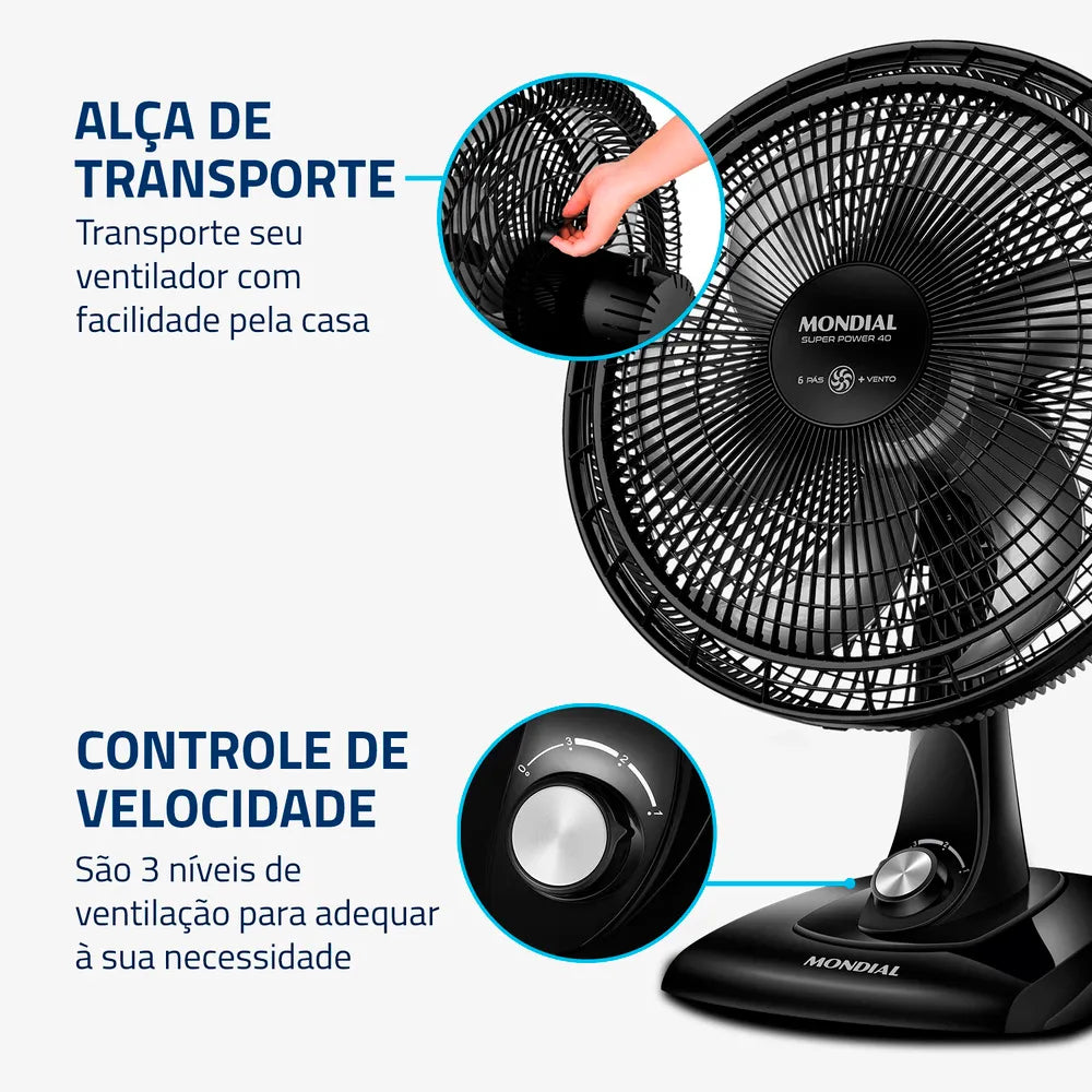 Ventilador de Mesa Mondial 6 pás VSP-40-B