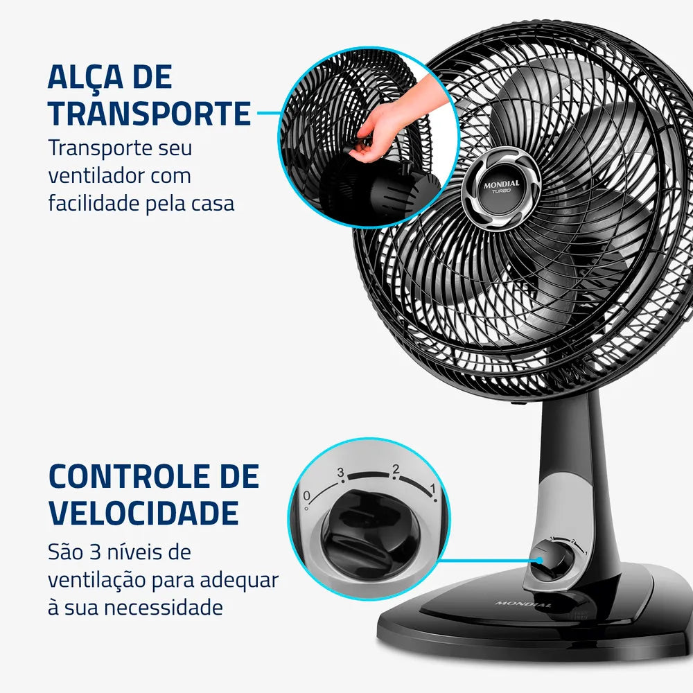 Ventilador de Mesa Mondial 6 pás Turbo VT-30-NB