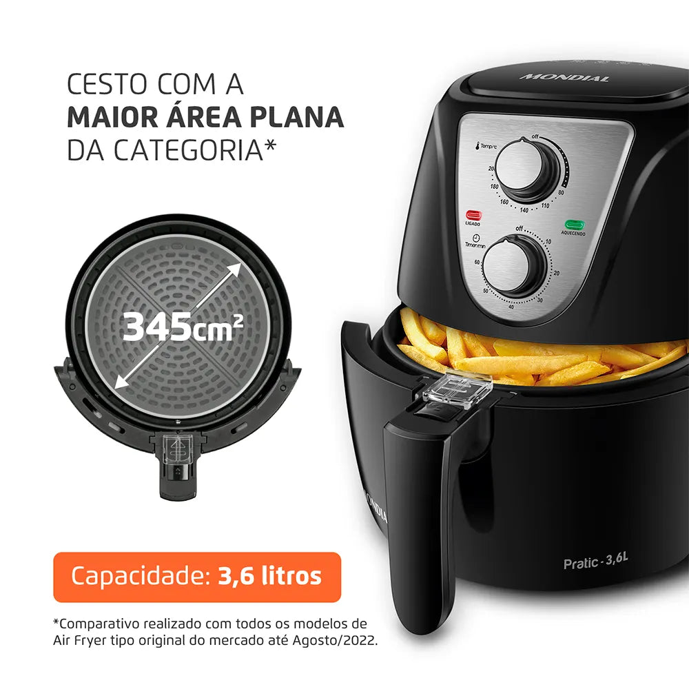 Fritadeira Sem Óleo Air Fryer Pratic 3,6L Mondial AF-36-BI