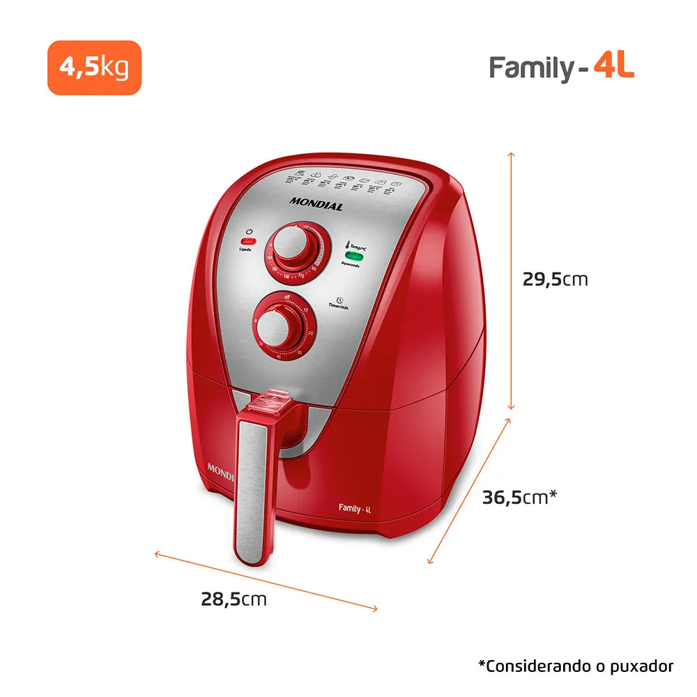 Fritadeira Sem Óleo Air Fryer 4L Mondial AFN-40-RI