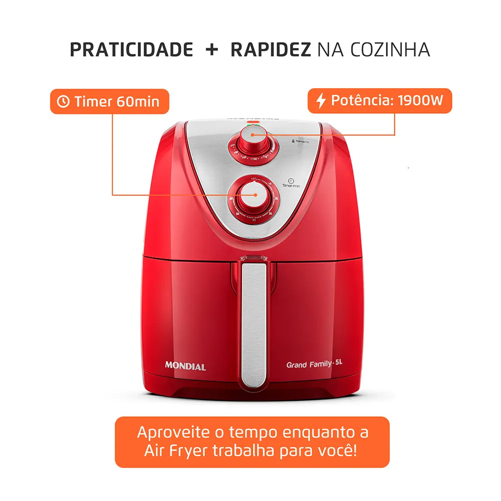 Fritadeira Sem Óleo Air Fryer 5L Mondial AFN-50-RI