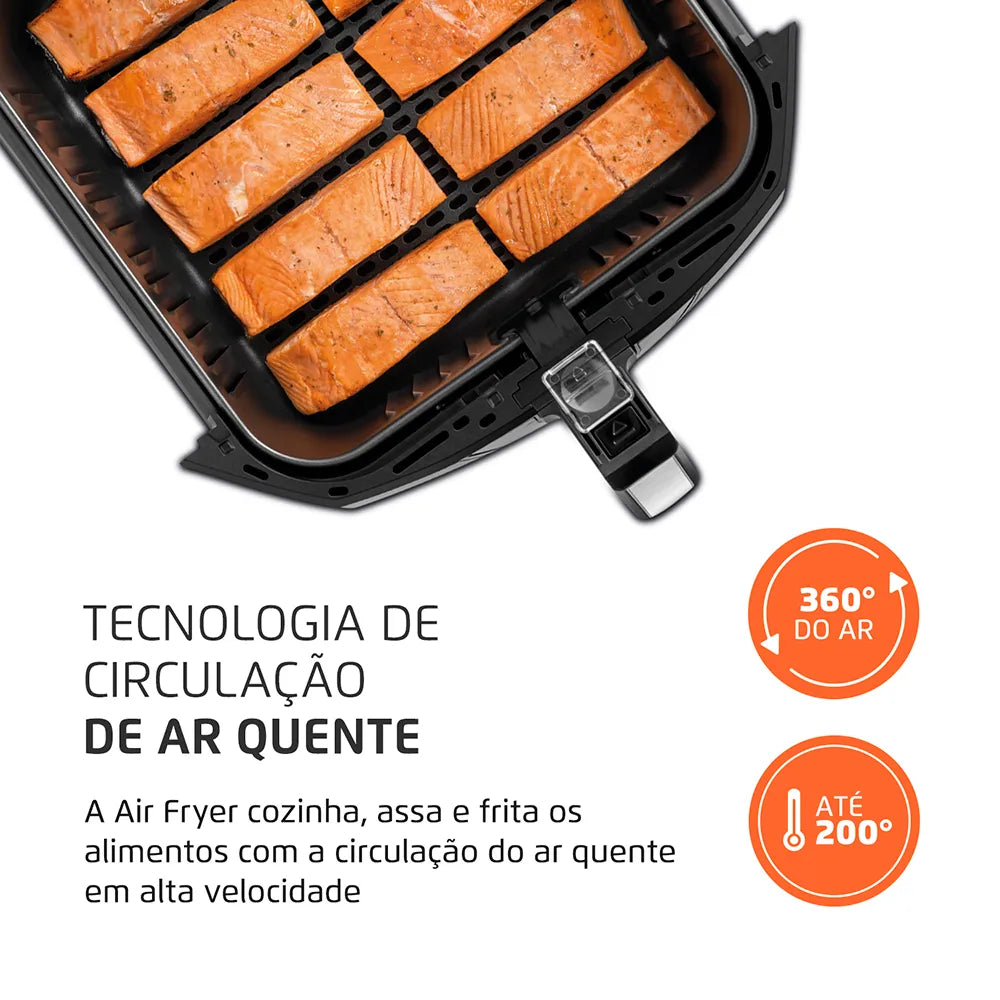 Fritadeira Sem Óleo Air Fryer 8L Mondial Preto Inox 1900W AFN-80-BI