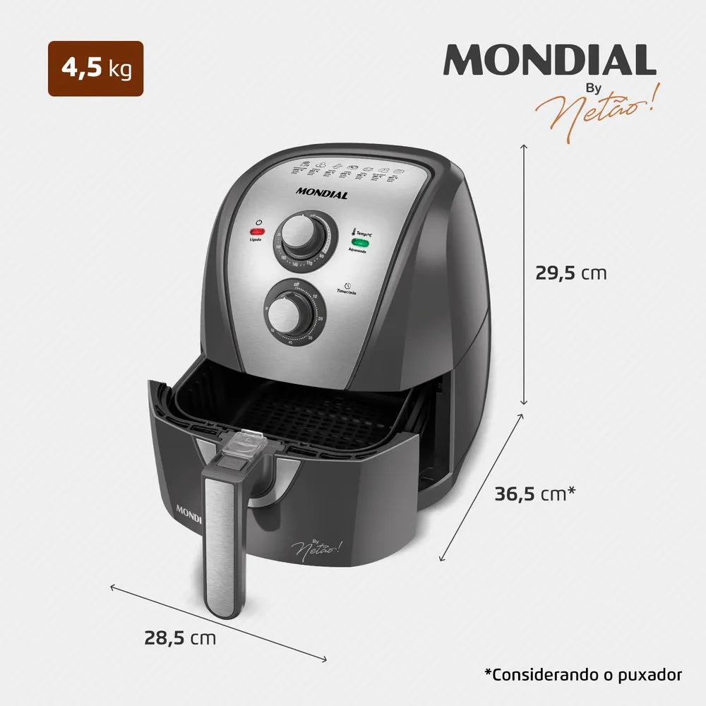 Fritadeira Sem Óleo Air Fryer 4L By Netão, Mondial- AFN-NT-01