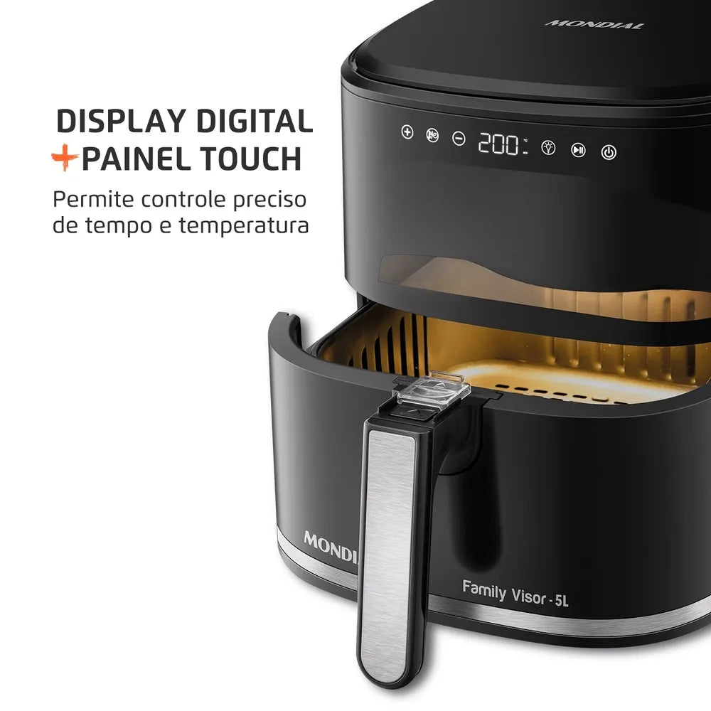 Fritadeira Sem Óleo Air Fryer Digital 5L Mondial Preto 2000W- AF-50-DV