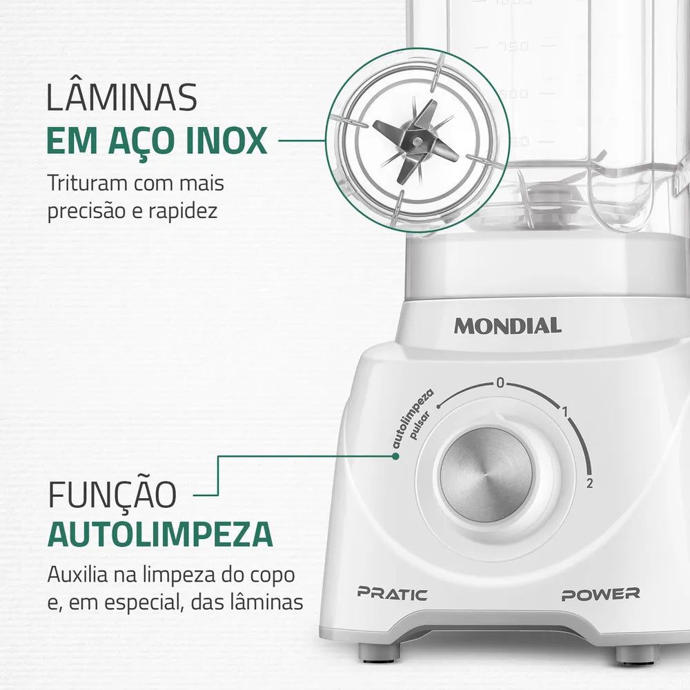 Liquidificador Pratic Power Mondial Branco - L-97-W