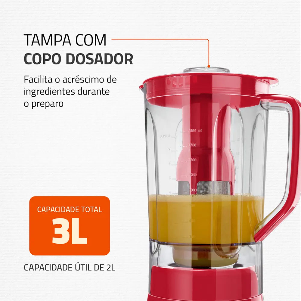 Liquidificador Turbo Mondial Inox Red L-1000 RI