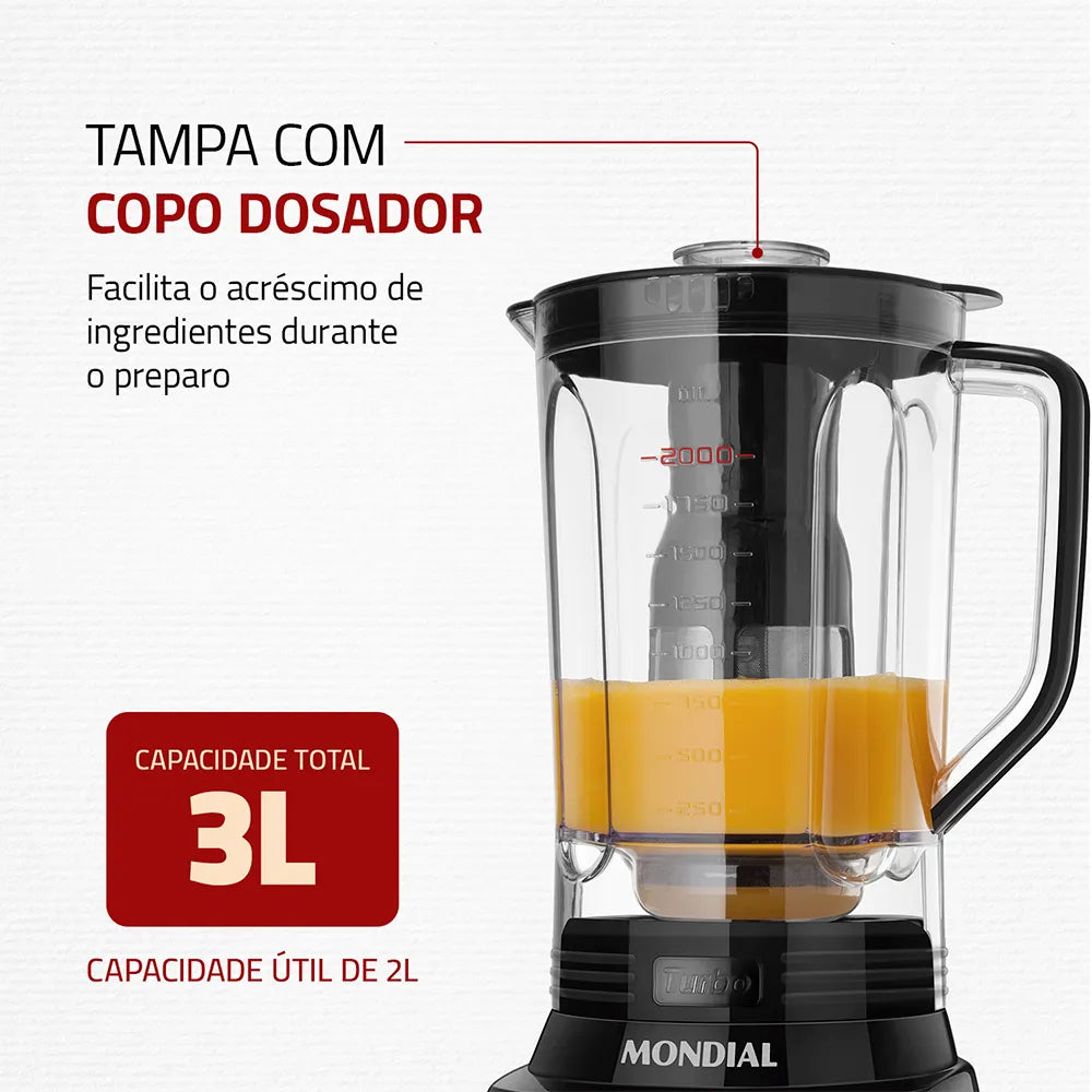 Liquidificador Mondial Turbo Inox 3L L-1100-BI