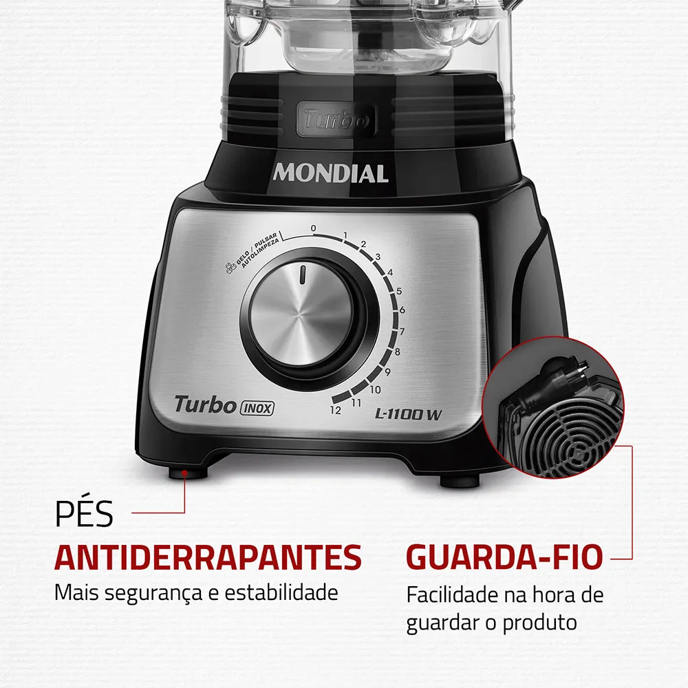 Liquidificador Mondial Turbo Inox 3L L-1100-BI