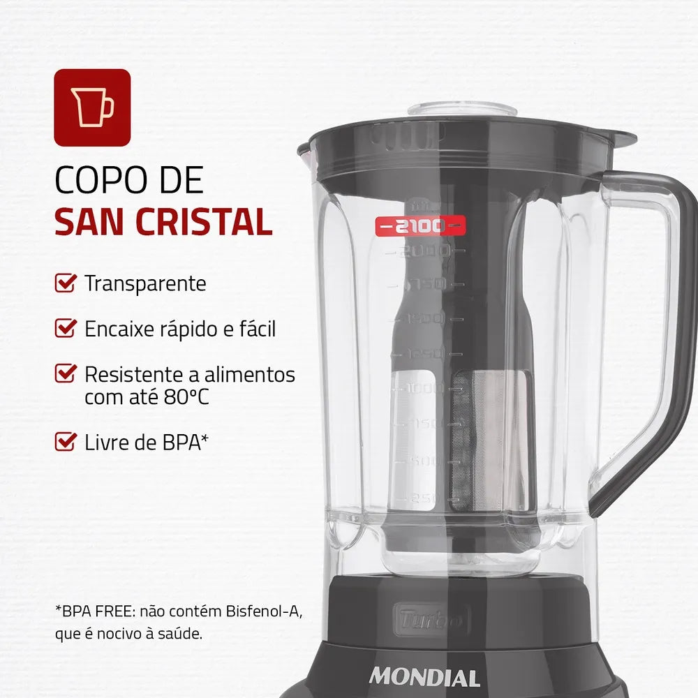 Liquidificador Mondial Turbo Platinum L-1200-PI