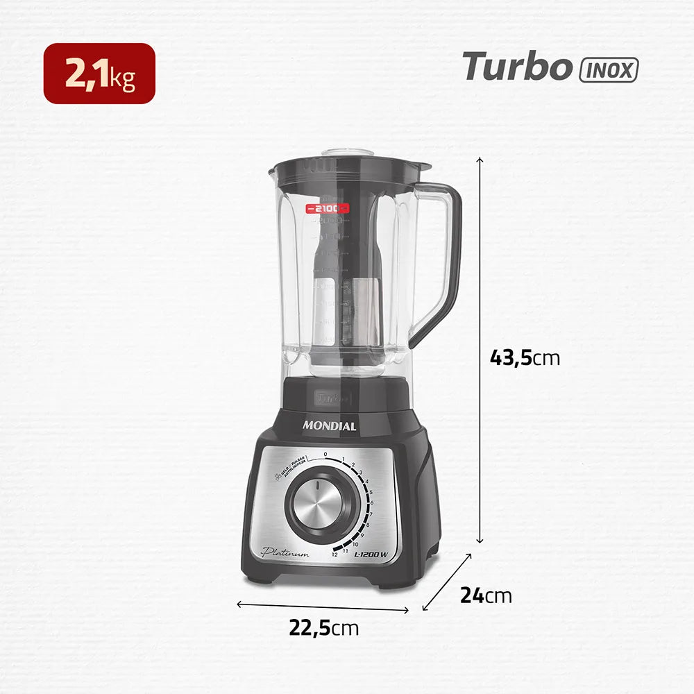 Liquidificador Mondial Turbo Platinum L-1200-PI