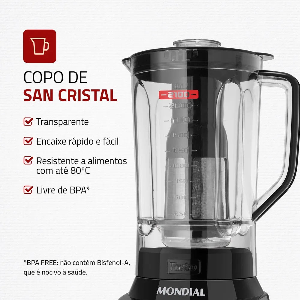 Liquidificador Mondial Turbo Black L-1200 BI