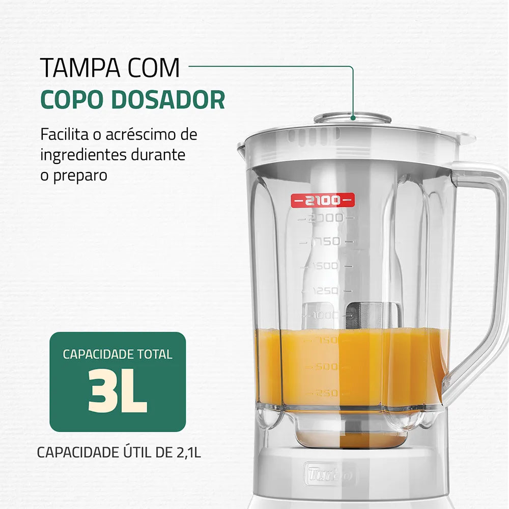 Liquidificador Turbo Mondial Branco/Inox L-1200 WI