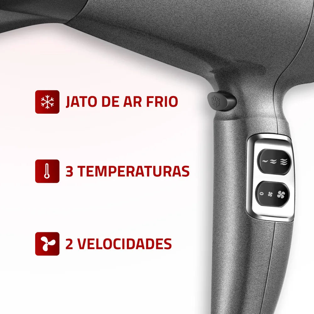Secador de Cabelos Space Shine Mondial Grafite 2000W SC-20