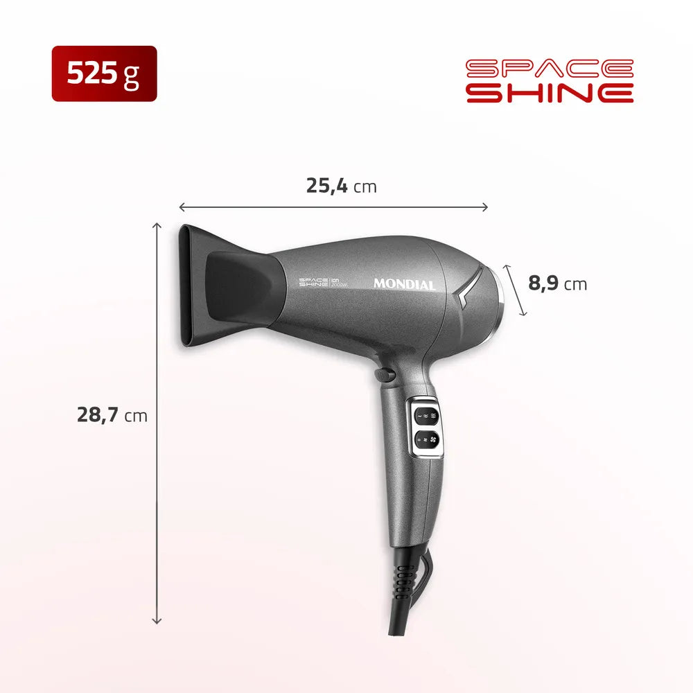 Secador de Cabelos Space Shine Mondial Grafite 2000W SC-20