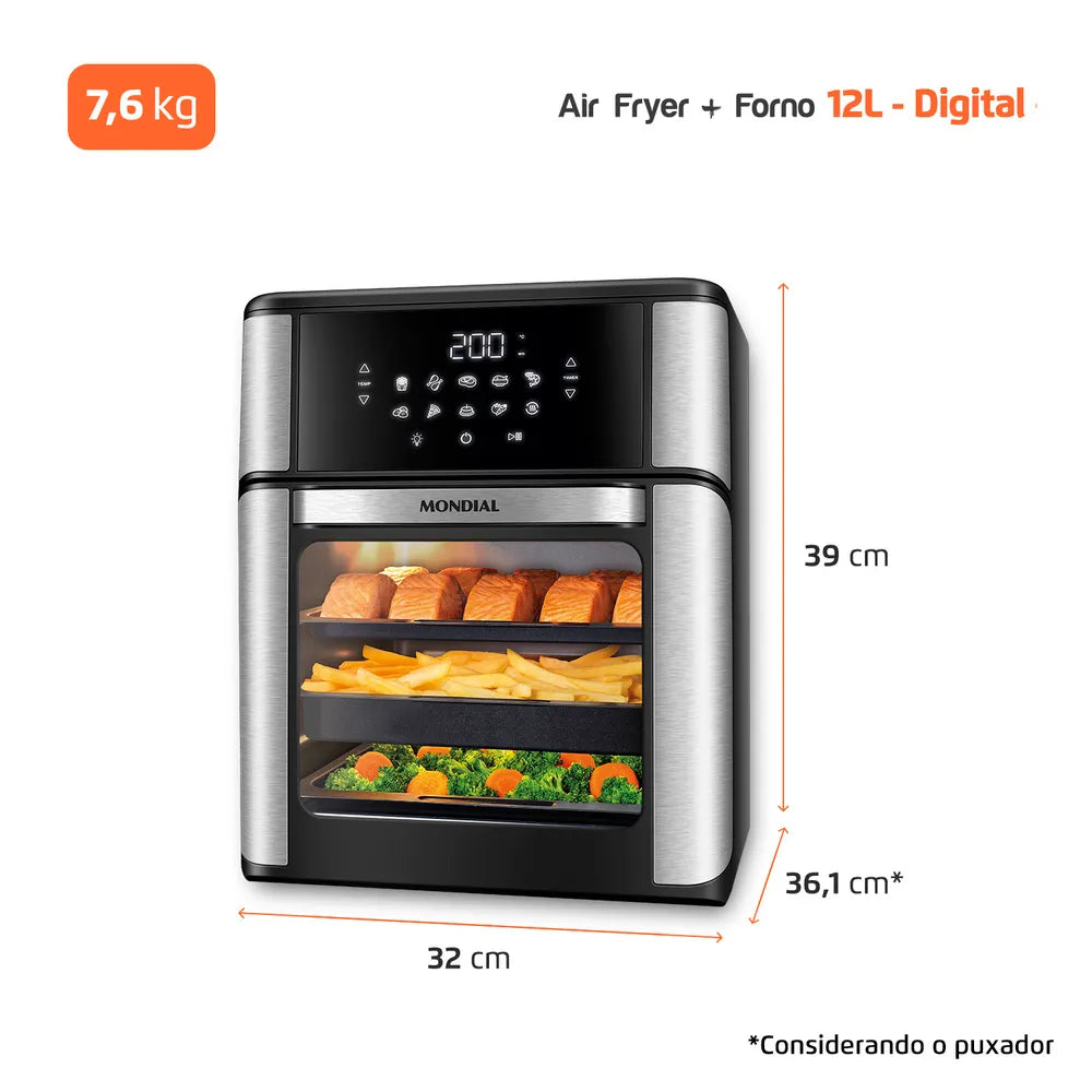 Fritadeira Elétrica Forno Oven 12L Mondial AFON-12L-BI-BC