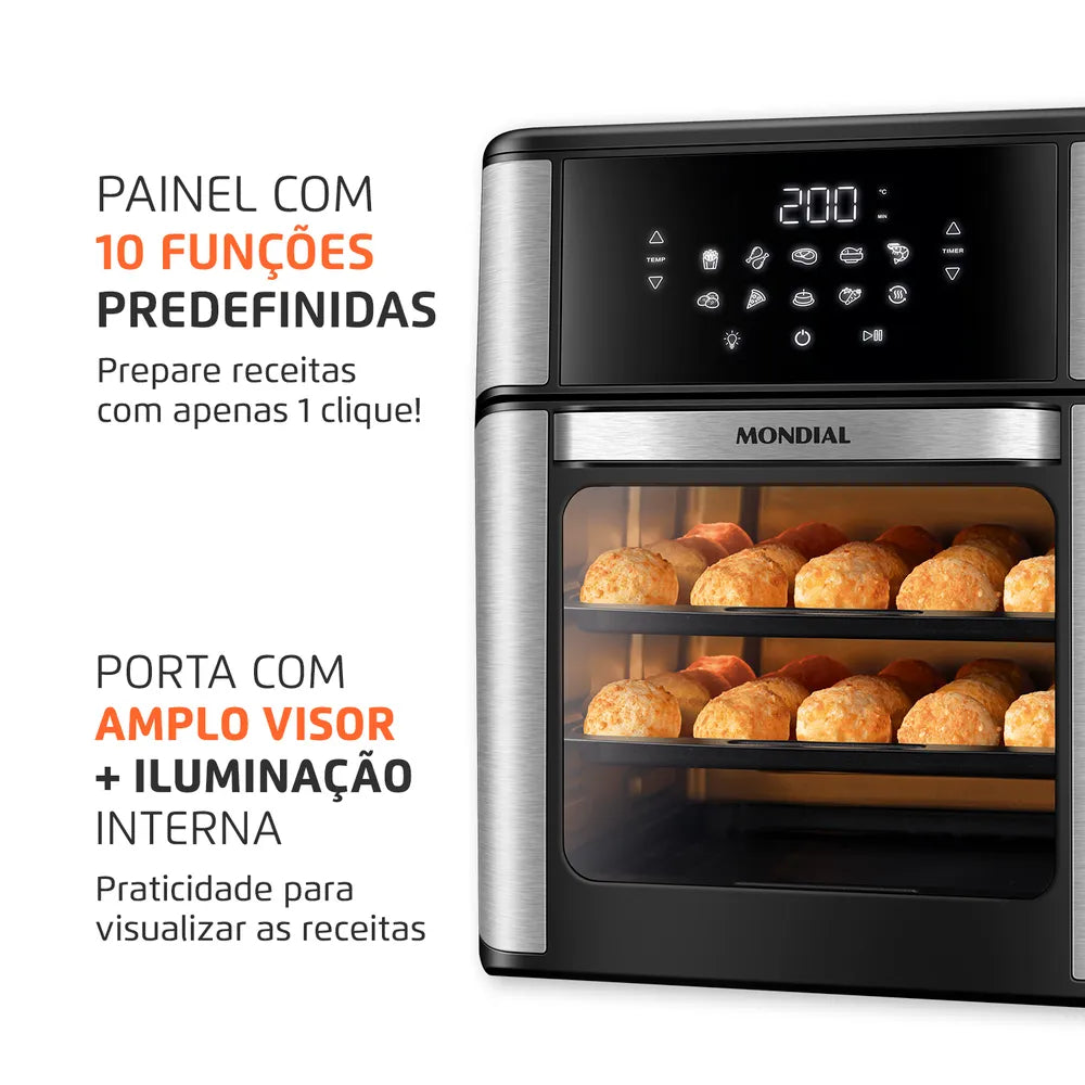 Fritadeira Elétrica Forno Oven 12L Mondial AFON-12L-BI
