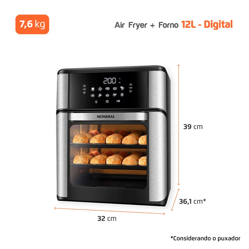Fritadeira Elétrica Forno Oven 12L Mondial AFON-12L-BI
