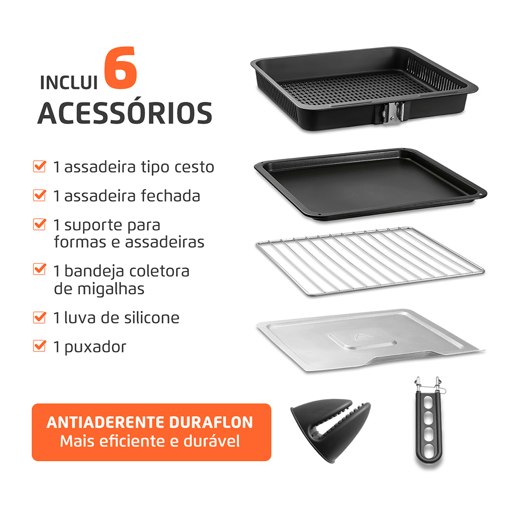 Fritadeira Air Fryer Forno Oven Digital 25L Mondial Preto/Inox 2000W - AFO-25L-BI