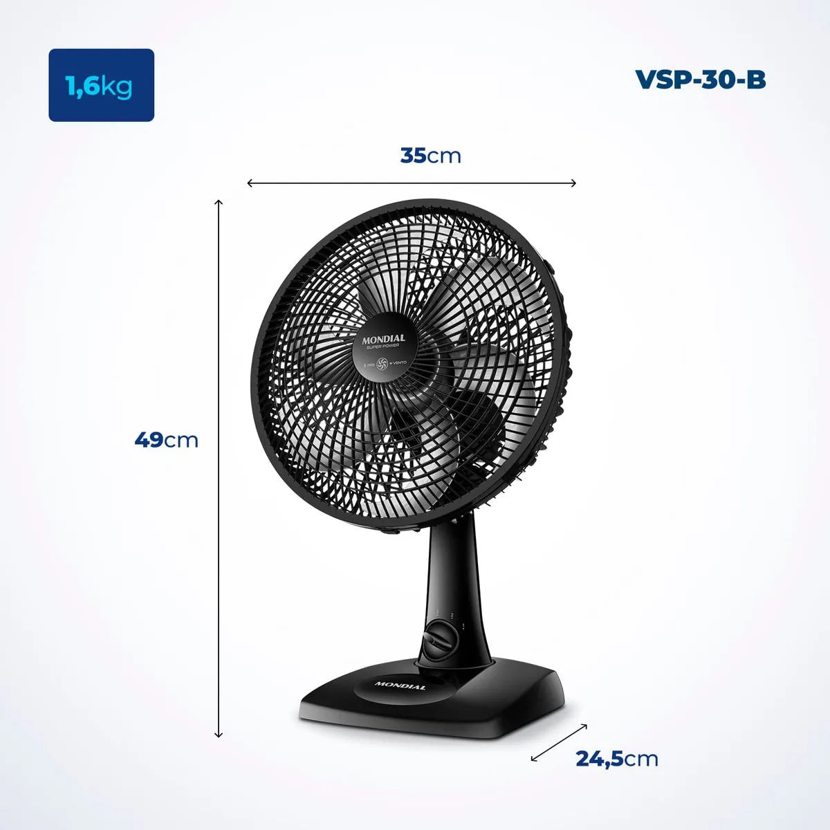Ventilador de Mesa Mondial 6 pás VSP-30-B
