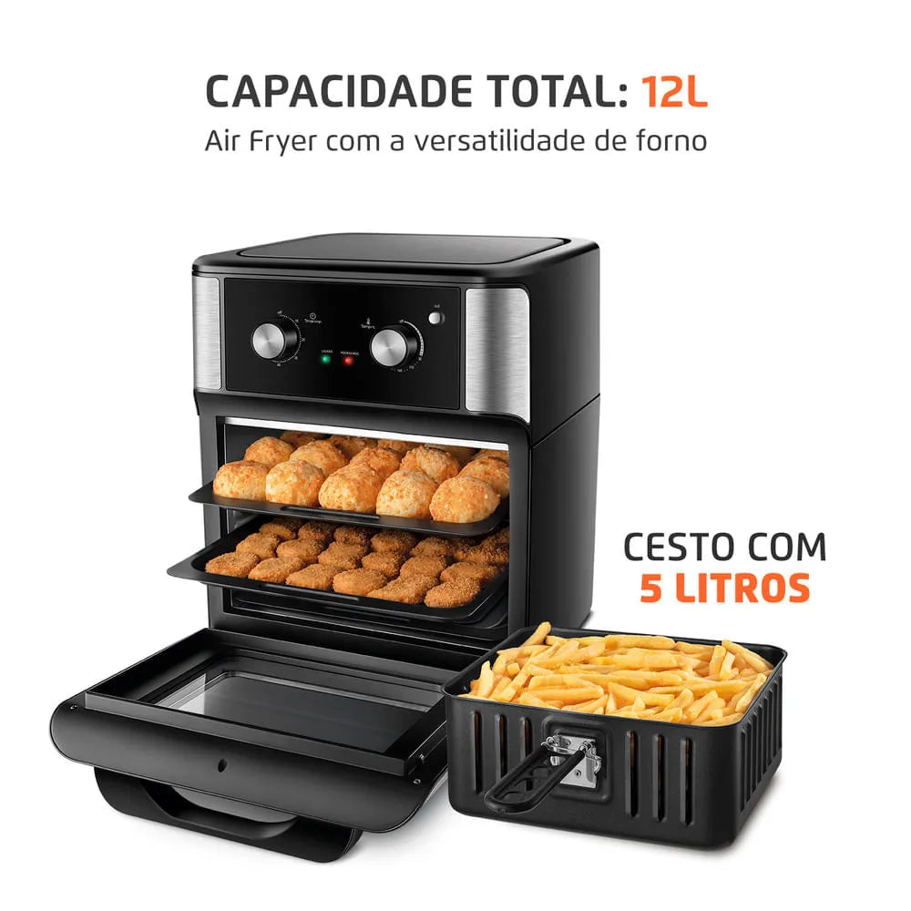 Fritadeira Air Fryer Forno Oven 12L Mondial Preto 2000W - AFON-12L-AB