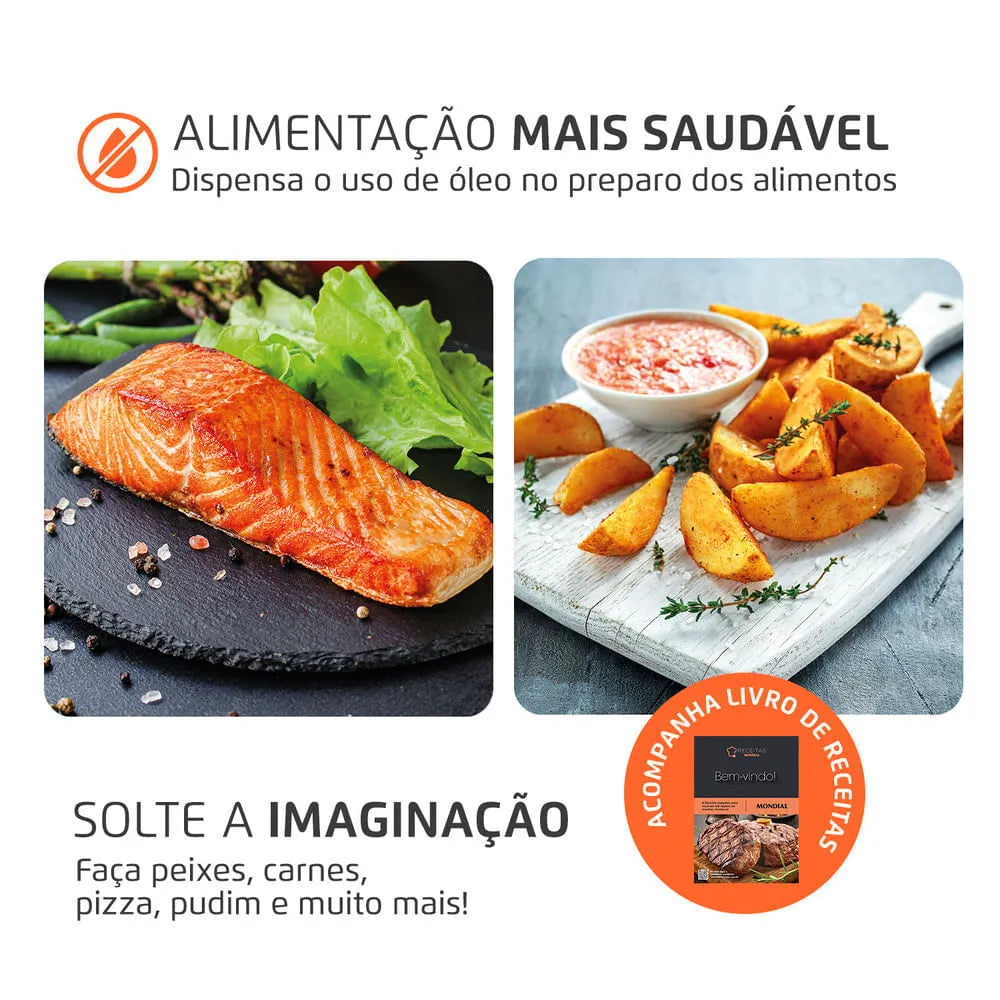 Fritadeira Air Fryer Forno Oven 12L Mondial Preto 2000W - AFON-12L-AB