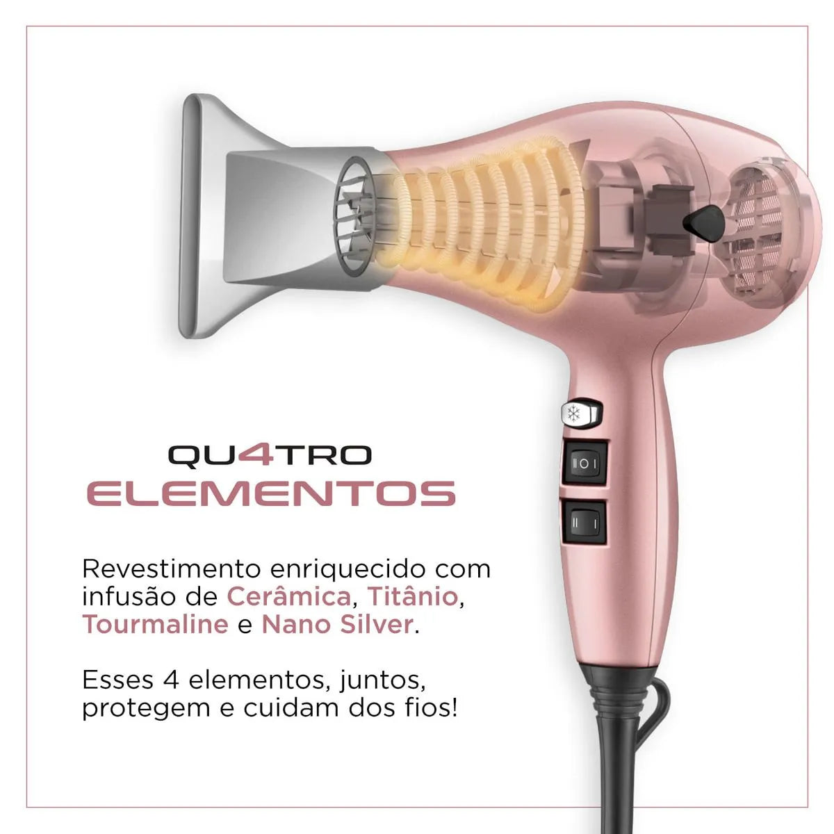 Secador de Cabelo By Juliette Mondial Golden Rose 2000W SCP-JU-01