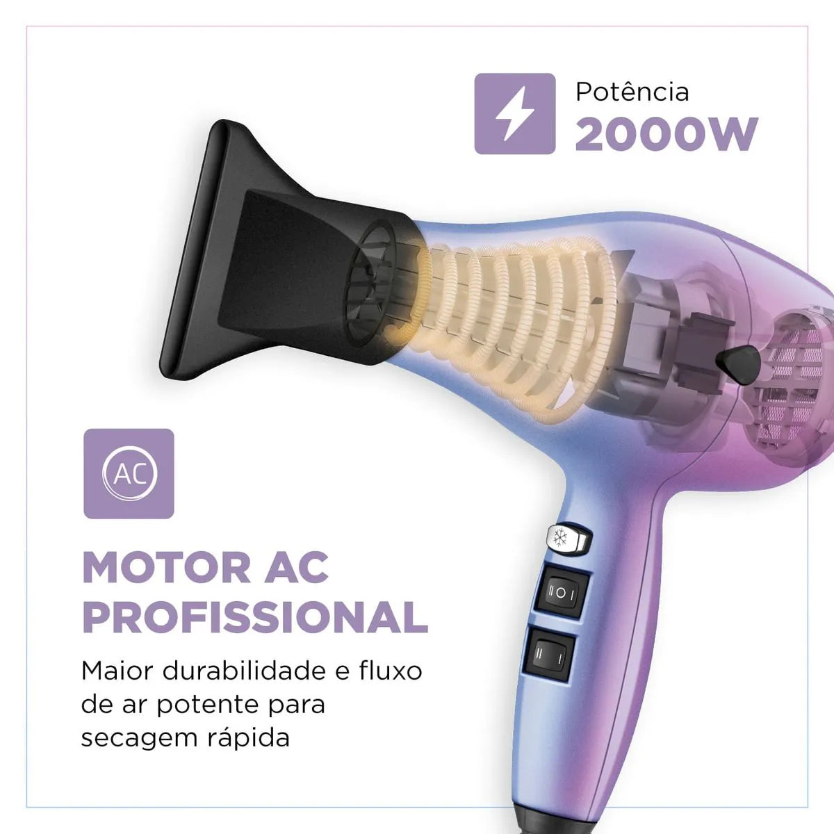 Secador de Cabelo By Juliette Mondial Azul e Rosa 2000W SCP-JU-03