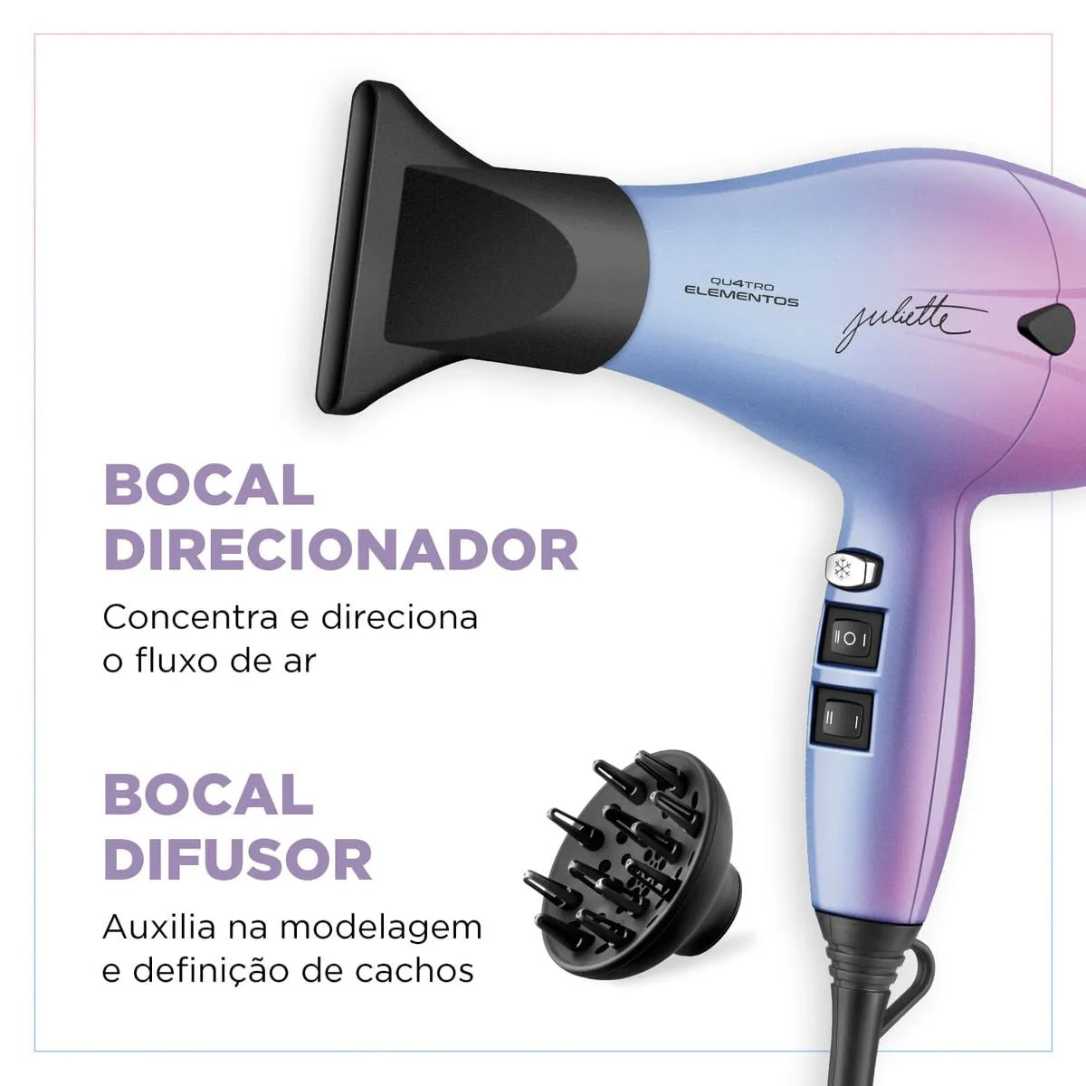 Secador de Cabelo By Juliette Mondial Azul e Rosa 2000W SCP-JU-03