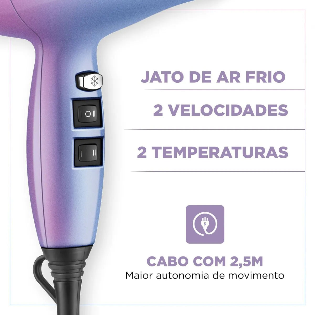 Secador de Cabelo By Juliette Mondial Azul e Rosa 2000W SCP-JU-03