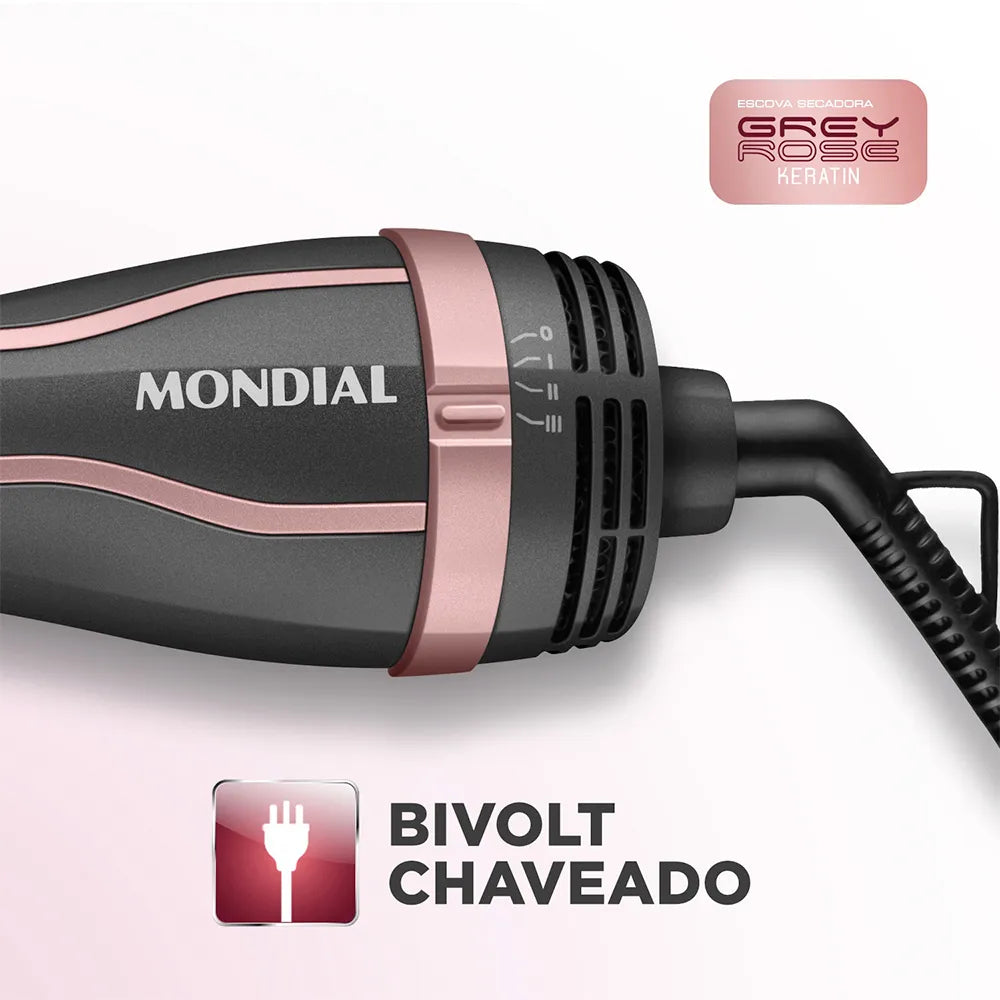 Escova Secadora Mondial Preto e Golden Rose 1300W ES-05-BI